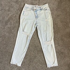 SO Light Blue Distressed Ankle Jeans